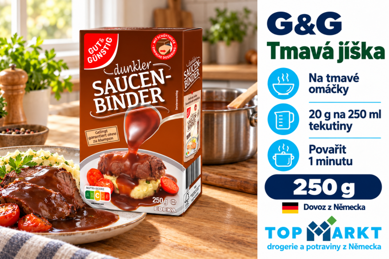 G&G tmavá jíška 250 g při přípravě omáčky v domácí kuchyni